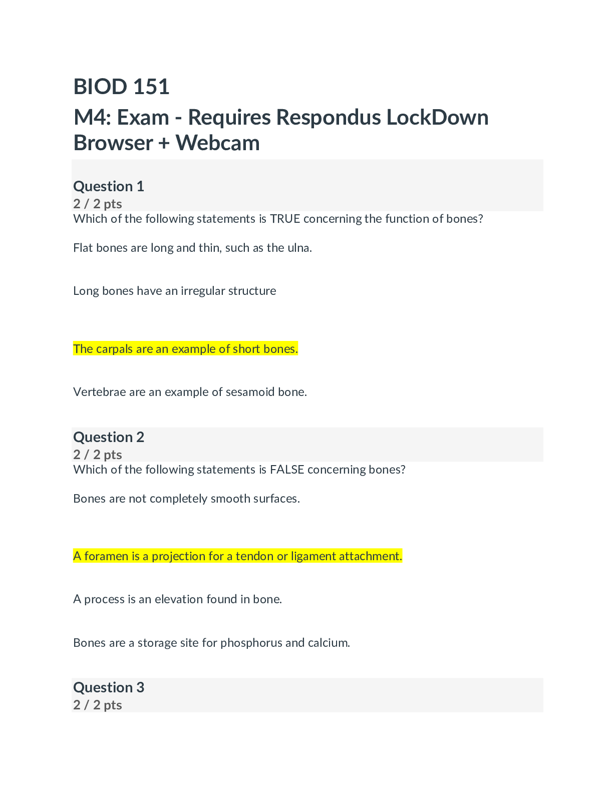 Preview image for BIOD 151 Module 4 Exam Questions And Answers - Latest Update 2022 (Portage Learning)